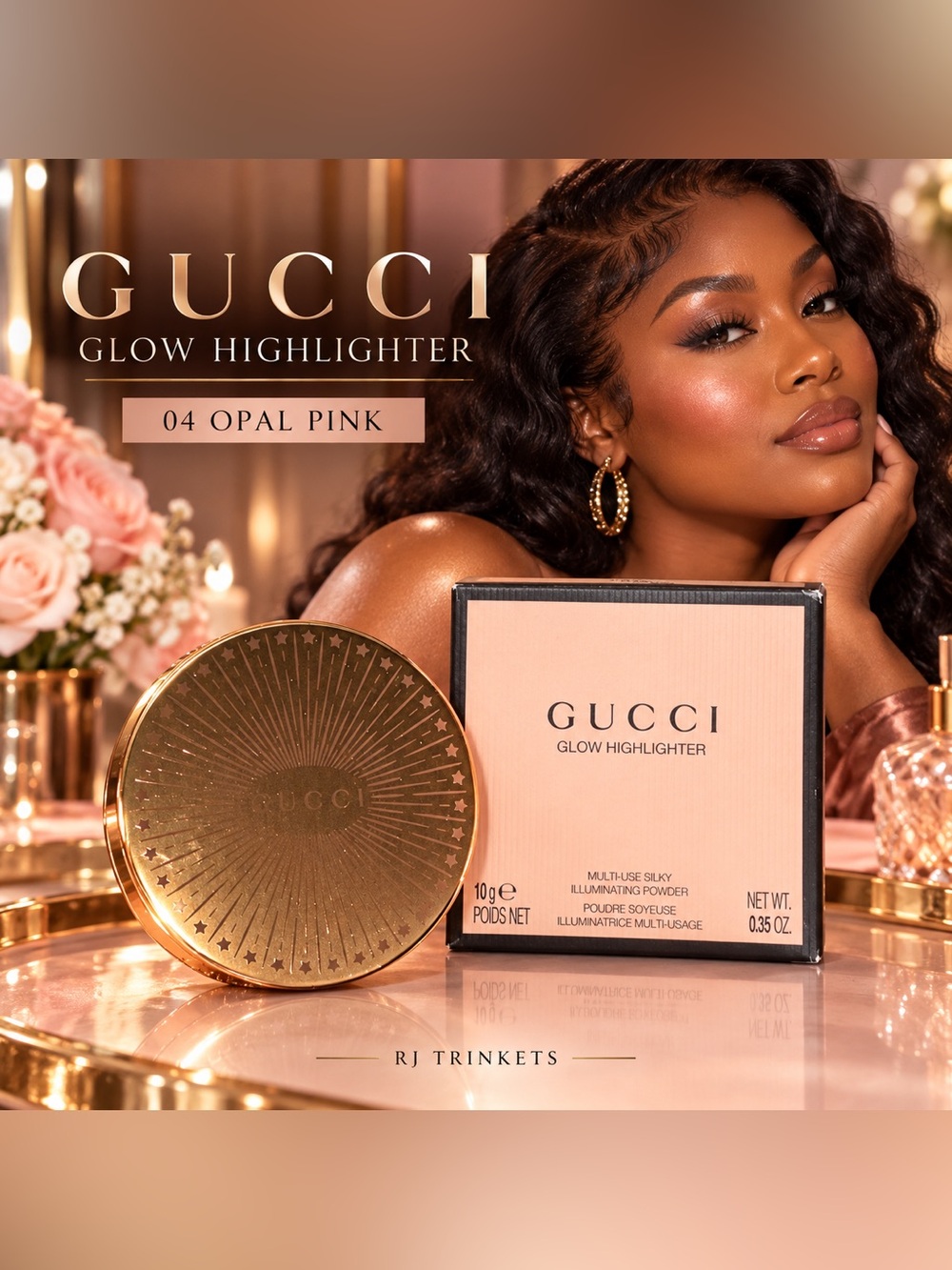 Gucci Glow Highlighter 04 Opal Pink - Gold Compact